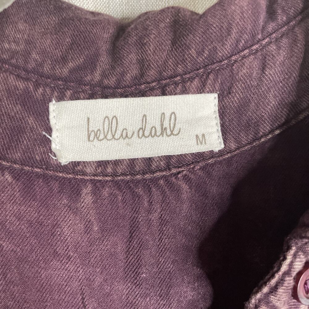 Bella Dahl Burgundy Long Sleeve Button Up Dress / Drawstring Waist - Size M - Picture 2 of 6